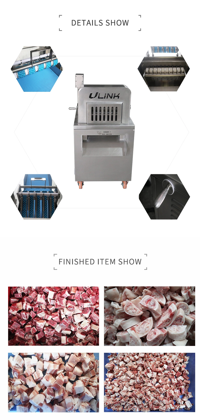 Commercial Meat Bone Cubes Cutter Fish Poultry Dicer Cutting Machine