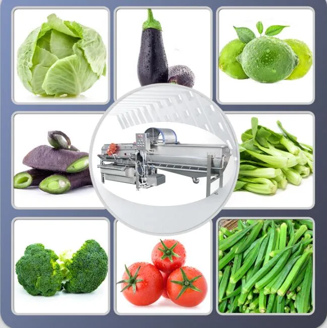 Salad Vegetable Cutting Slicer Drying Cleaning Bubble Washer Vortex Washing Processing Line Machine