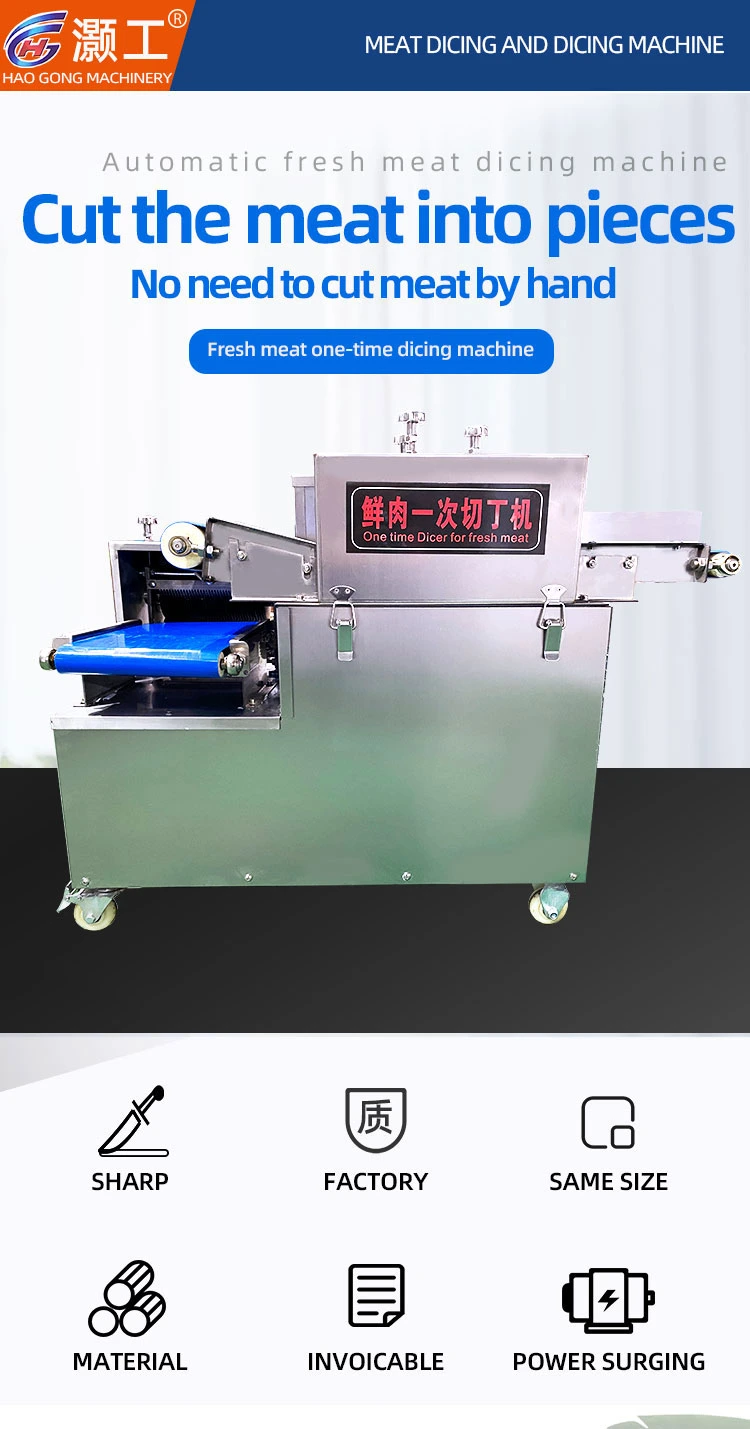 Automatic Pork Meat Beef Cube Dice Cutting Dicing Processing Equipment Cuts 600kg of Meat Per Hour
