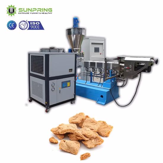 Automatic Soya Chunks Tvp Textured Soy Vegetable Protein Nuggets High Moisture Meat Analogue Extruder Production Processing Extrusion Line System Making Machine